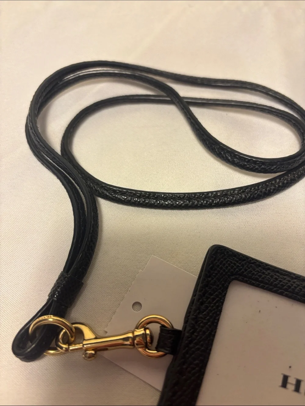 🏷️ NWT Coach ID Lanyard Badge Holder in Crossgrain Leather Black Gold